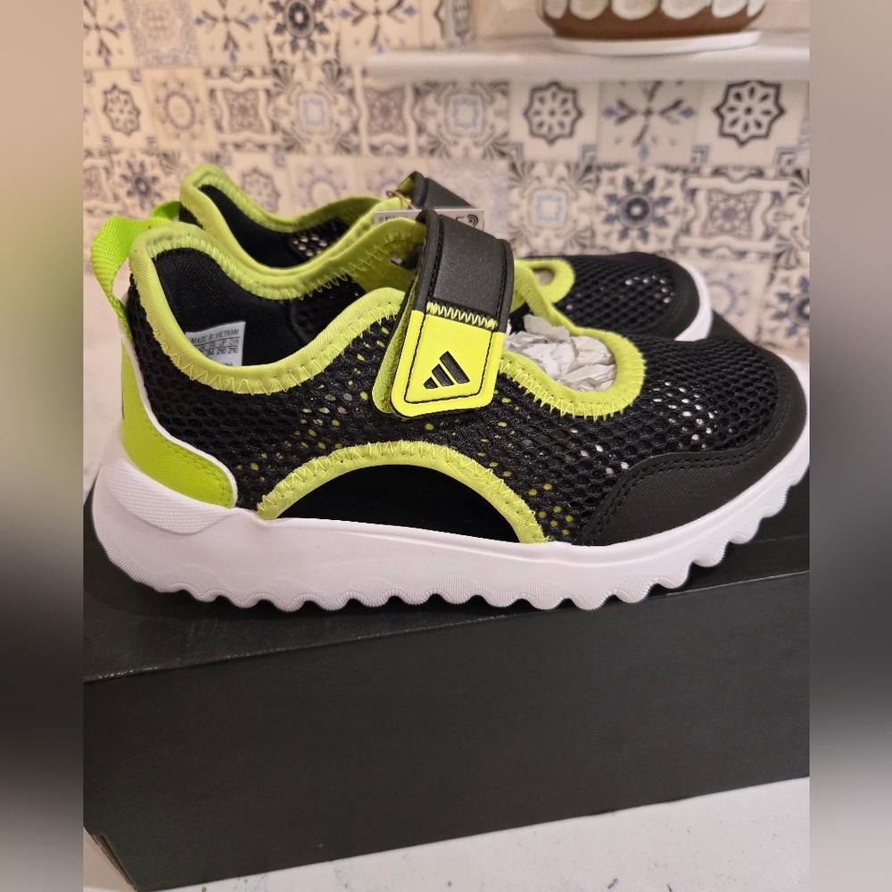 Adidas Kids Black and Green Shoes